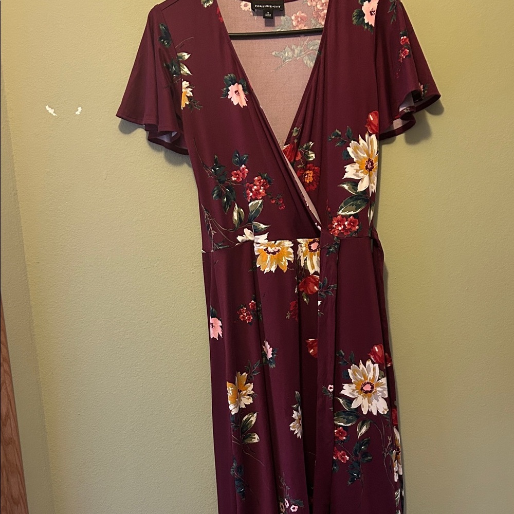 Fortune and Ivy Burgundy Floral Midi Dress